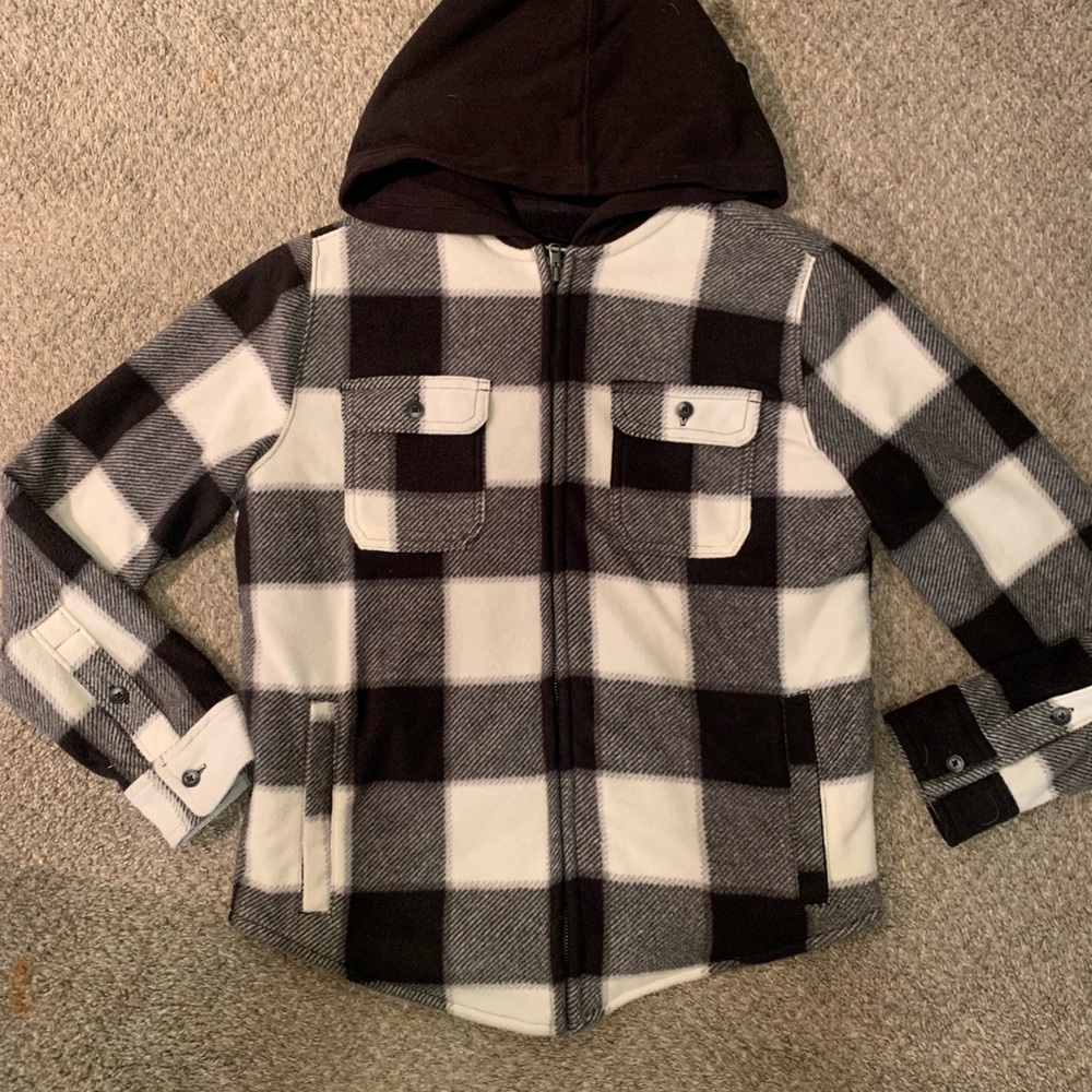 Plaid Hooded Jacket with Pockets